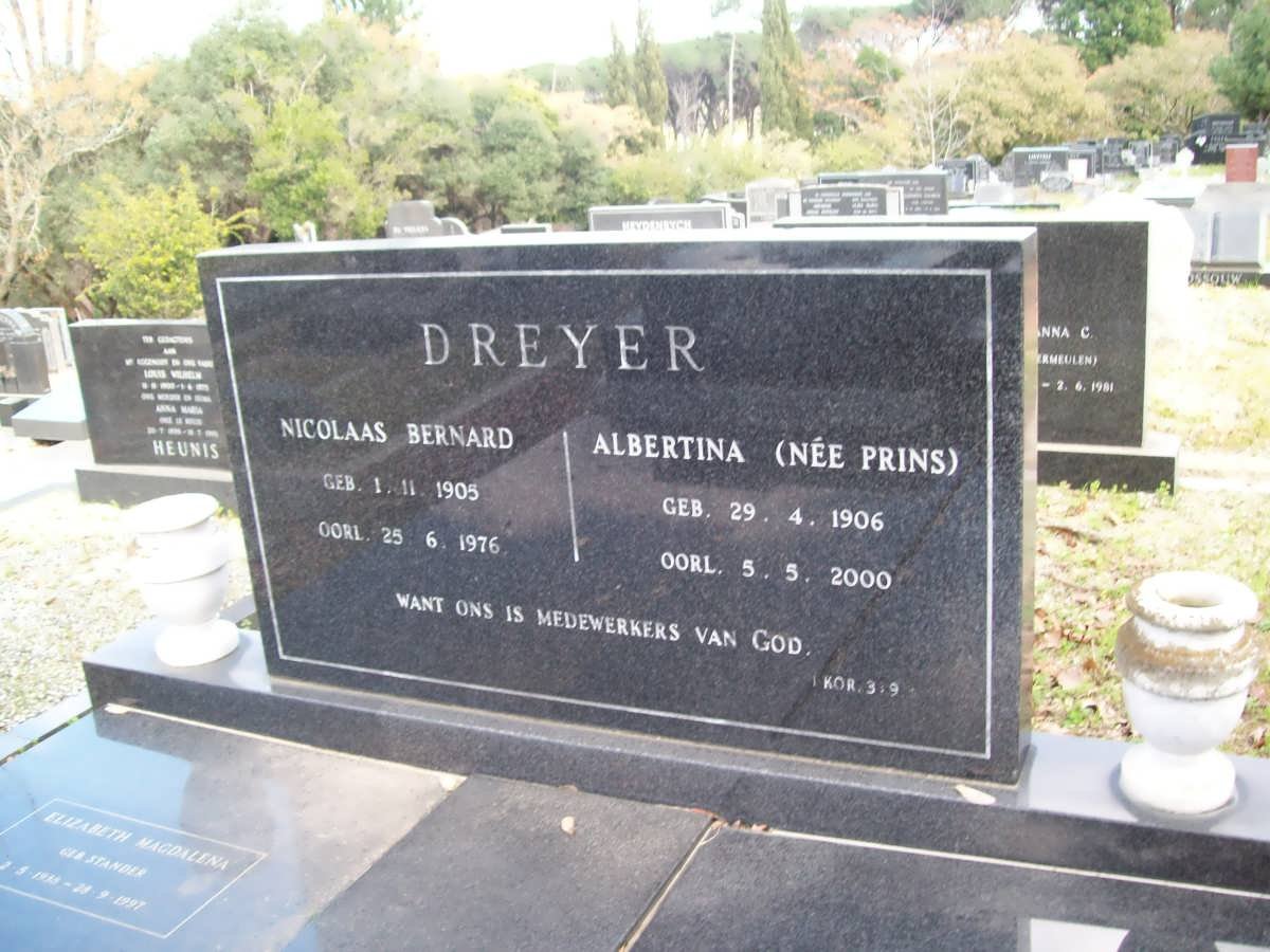 DREYER Nicolaas Bernard 1905-1976 &amp; Albertina PRINS 1906-2000 :: DREYER Elizabeth Magdalena nee  STANDER 1938-1997