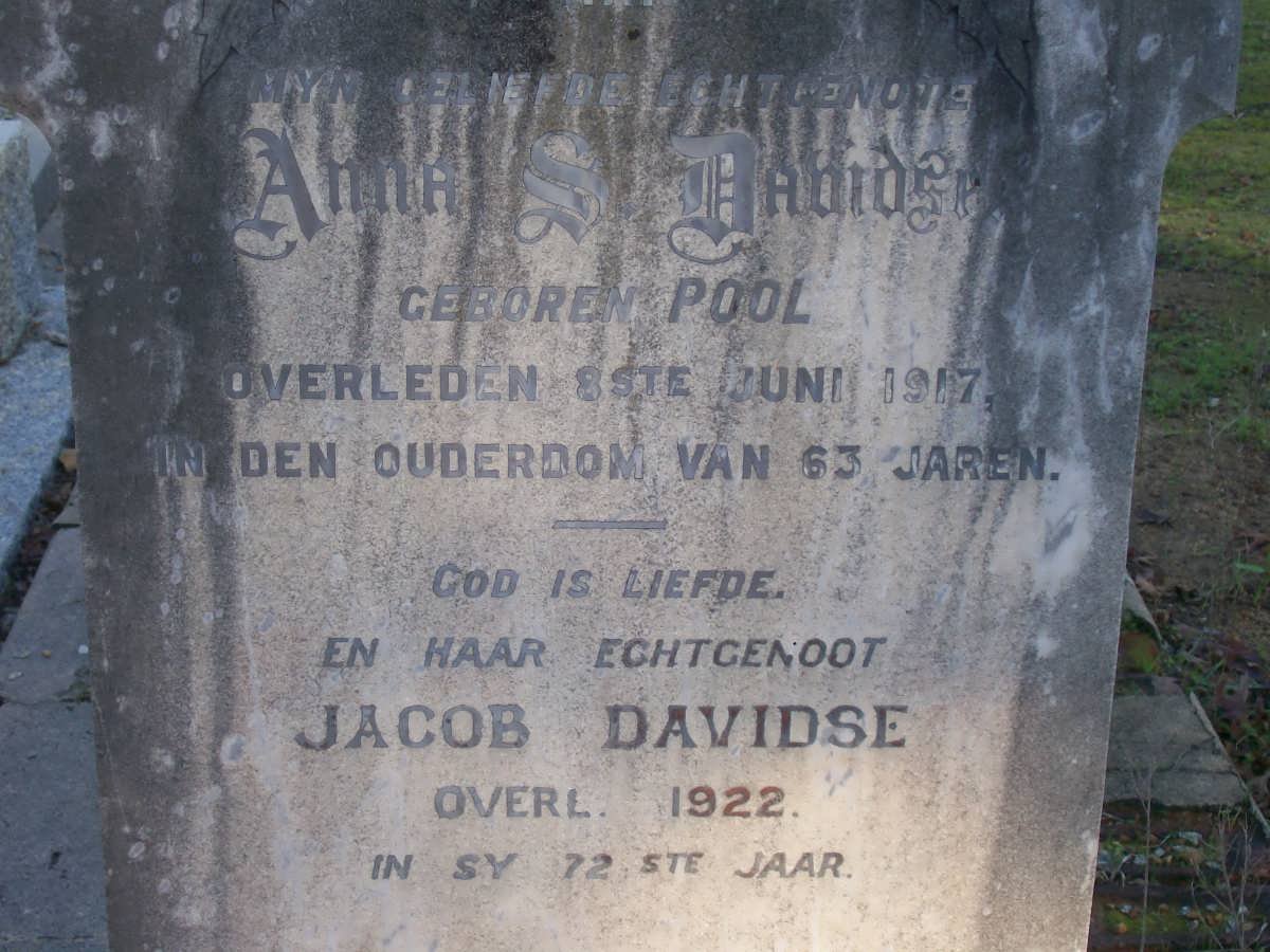 DAVIDSE Jacob -1922 &amp; Anna S. POOL -1917