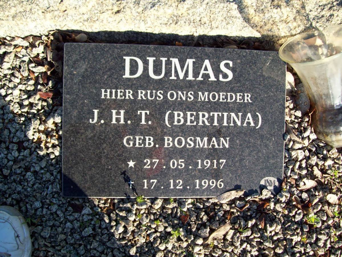 DUMAS J.H.T. nee BOSMAN 1917-1996