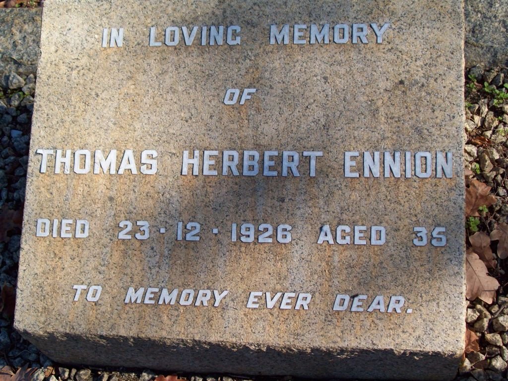 ENNION Thomas Herbert -1926