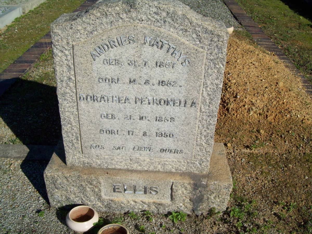 ELLIS Andries Matthys 1857-1952 &amp; Dorathea Petronella 1959-1950
