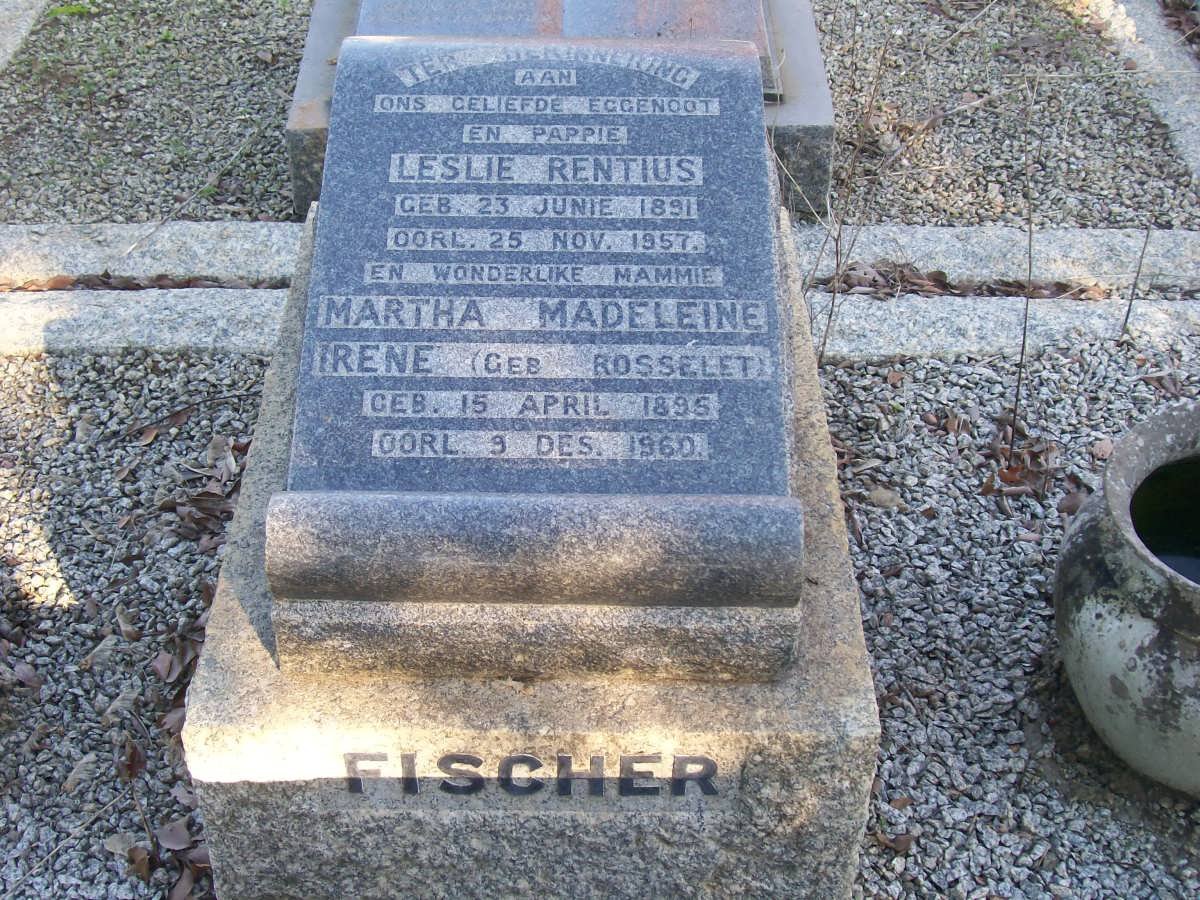FISCHER Leslie Rentius 1891-1957 &amp; Martha Madeleine Irene ROSSELET 1895-1960
