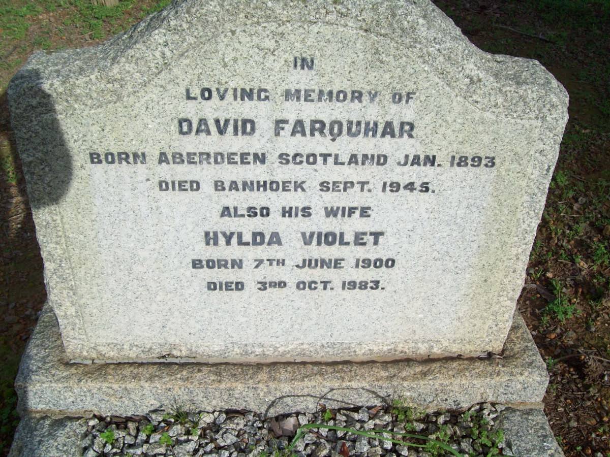 FARQUHAR David 1893-1945 &amp; Hylda Violet 1900-1983