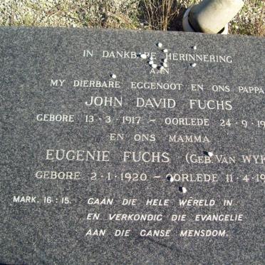 FUCHS John David 1917-1966 &amp; Eugene VAN WYK 1920-1977