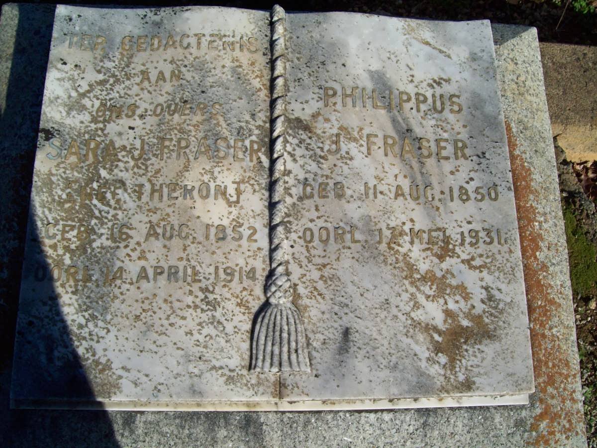 FRASER Philippus J. 1850-1931 &amp; Sara J. THERON 1852-1914