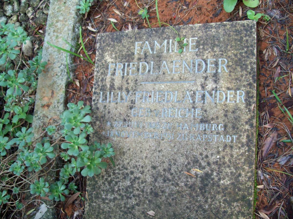 FRIEDLAENDER Lilly nee REICHE 1885-1931