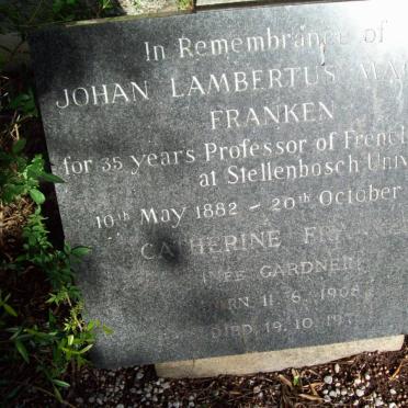 FRANKEN Johan Lambertus Machiel 1882-1959 &amp; Catherine GARDNER 1908-197?