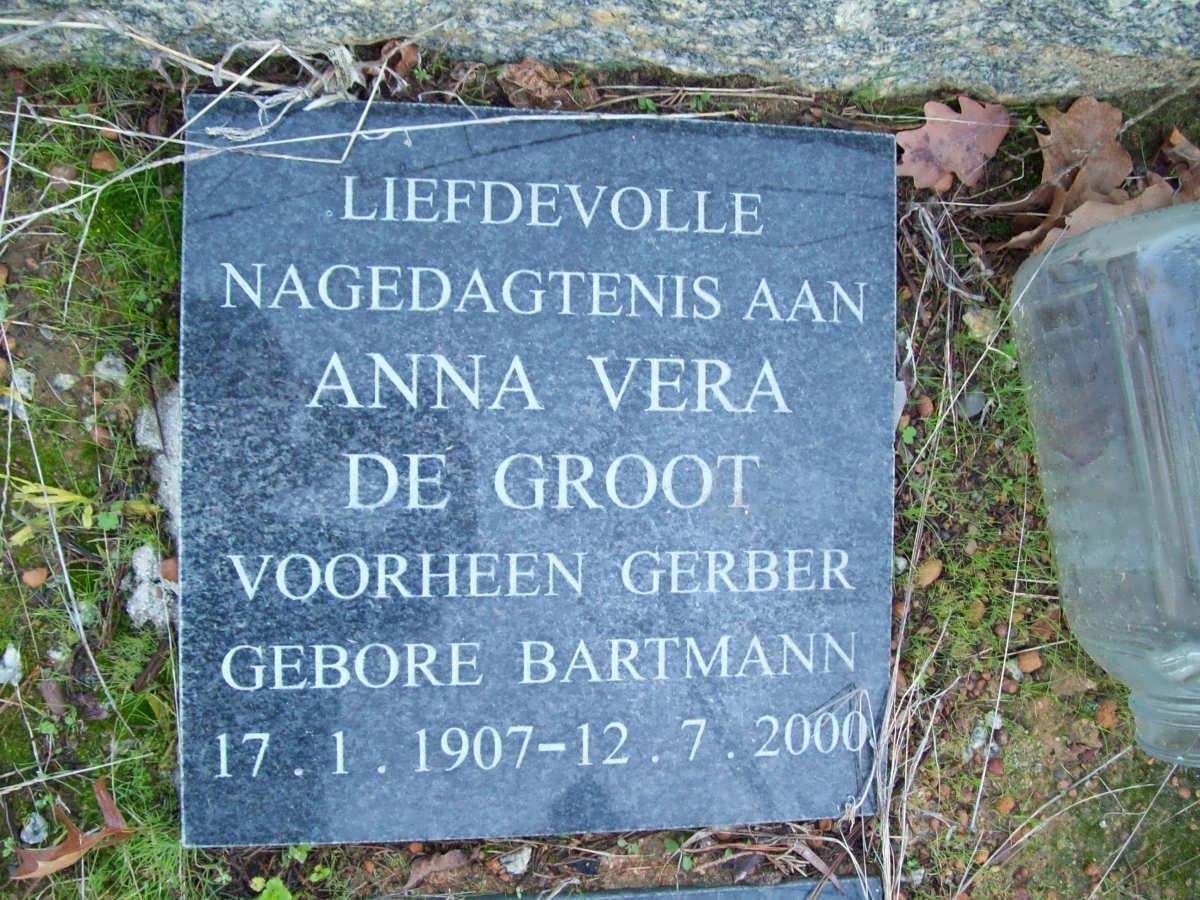 GROOT Anna Vera, de previously GERBER nee BARTMANN 1907-2000