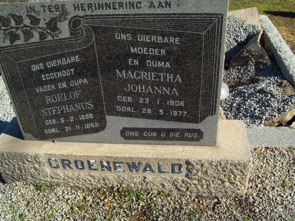 GROENEWALD Roelof Stephanus 1899-1968 &amp; Magrietha Johanna 1906-1977