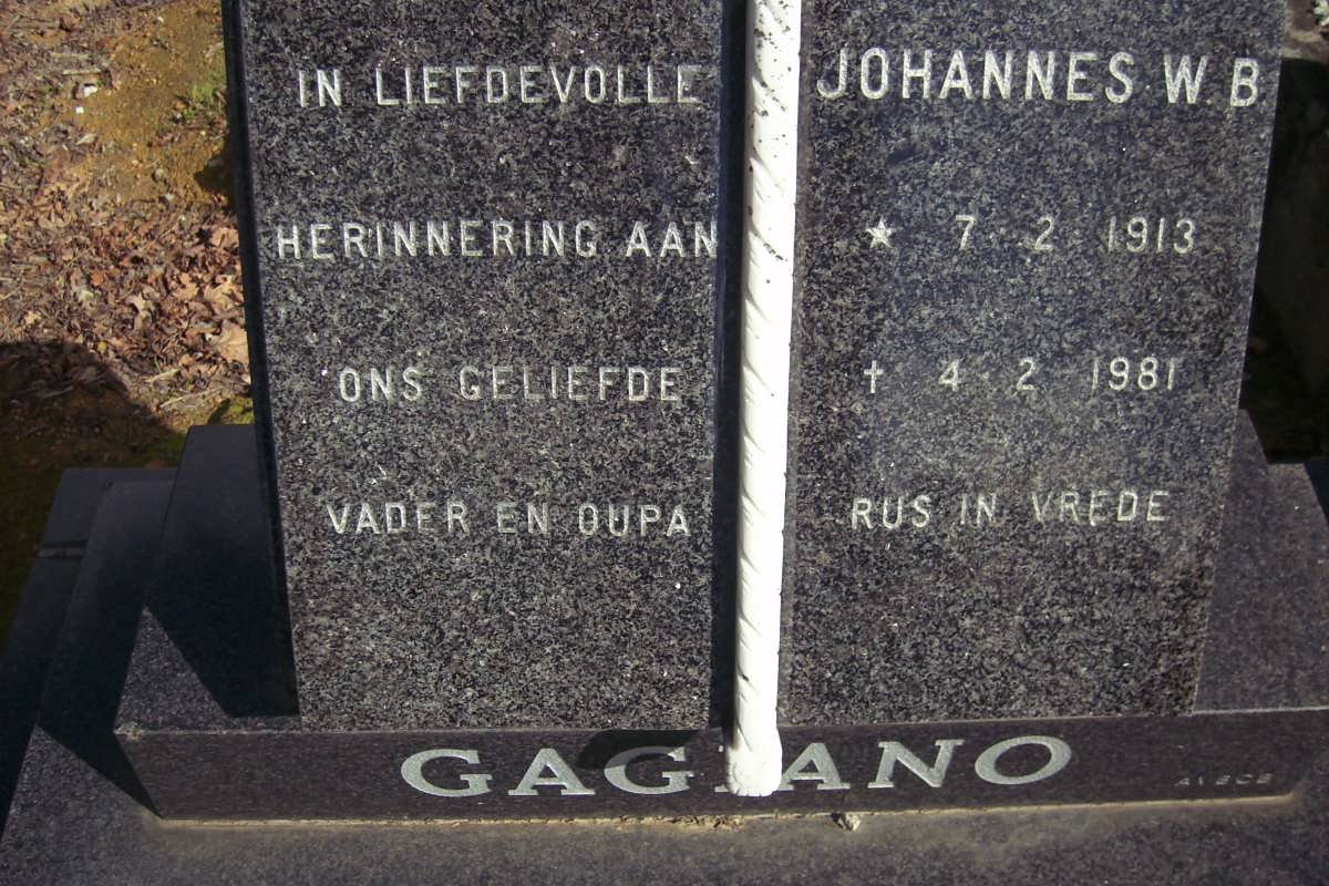GAGIANO Johannes W.B. 1913-1981