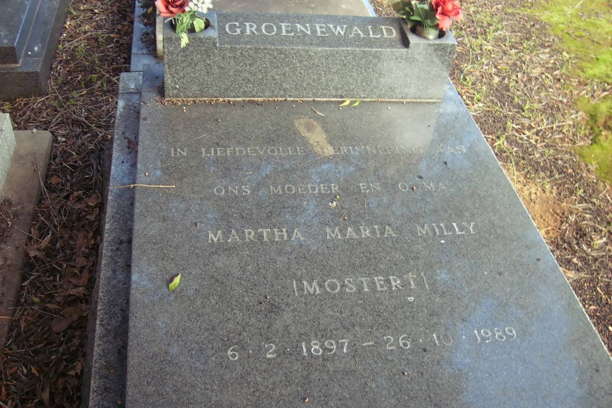 GROENEWALD Martha Maria Milly nee MOSTERT 1897-1989