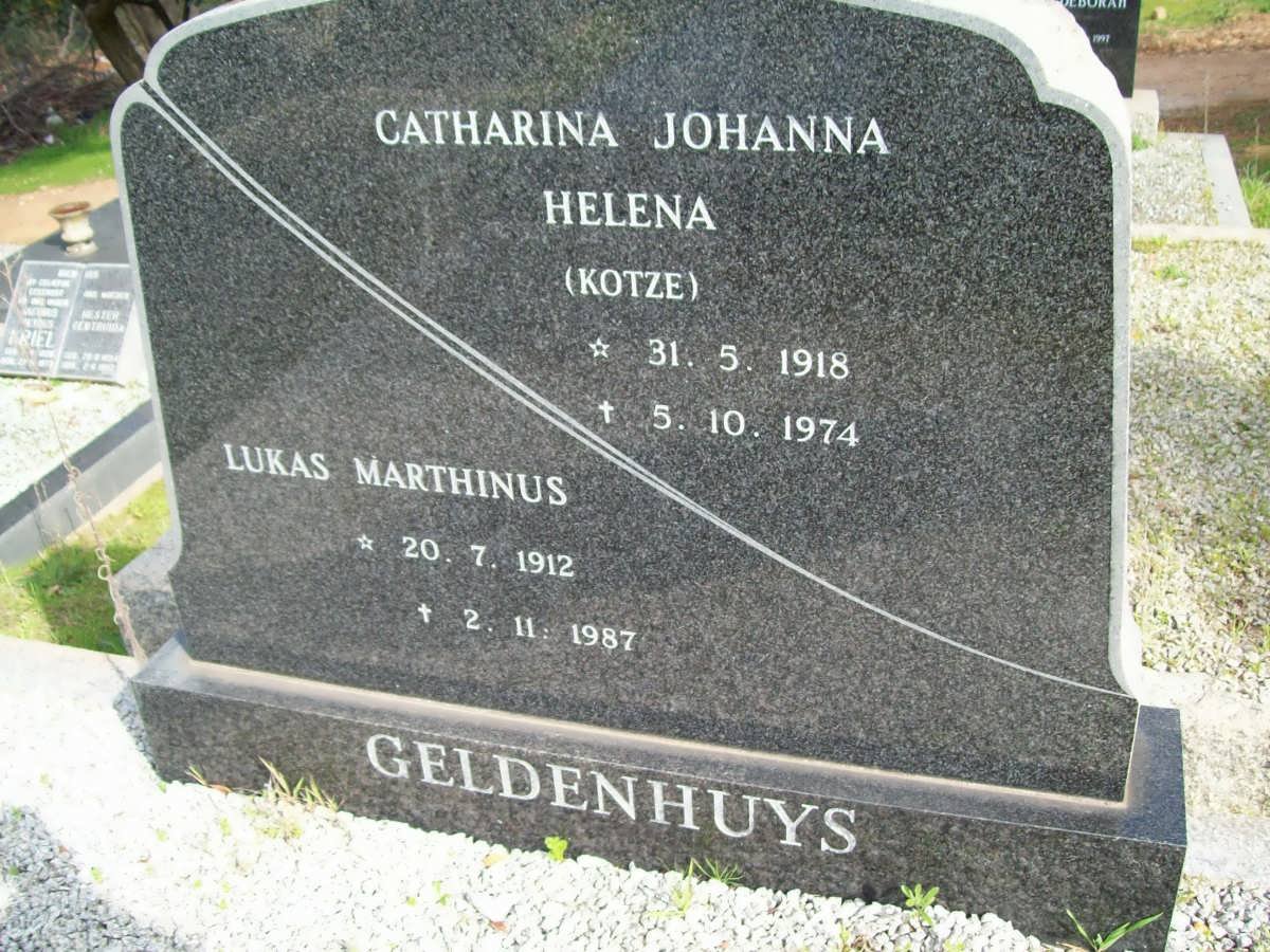 GELDENHUYS Lukas Marthinus 1912-1987 &amp; Catharina Johanna Helena KOTZE 1918-1974