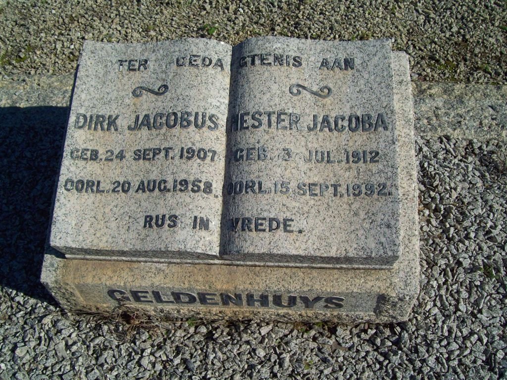 GELDENHUYS Dirk Jacobus 1907-1958 &amp; Hester Jacoba 1912-1992