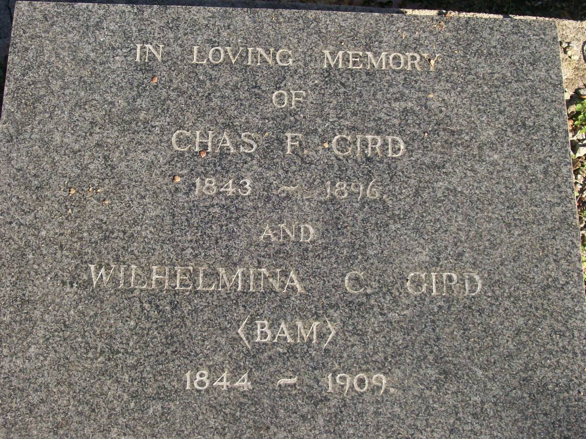 GIRD Chas F. 1843-1896 &amp; Wilhlemina C. BAM 1844-1909