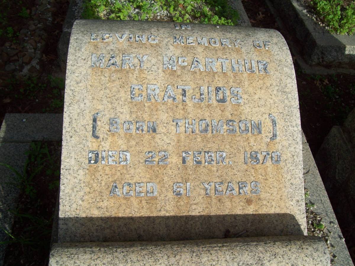GRATJIOS Mary McArthur nee THOMSON -1970