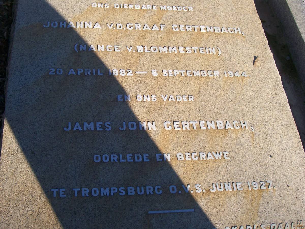 GERTENBACH James John -1927 &amp; Johanna v.d. Graaf V. BLOMMESTEIN 1882-1944