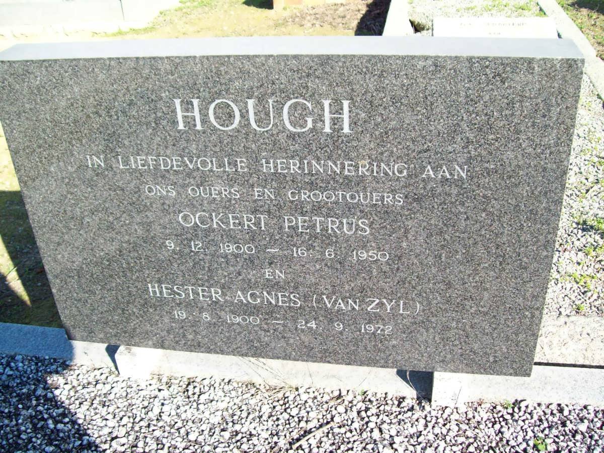 HOUGH Ockert Petrus 1900-1950 &amp; Hester Agnes VAN ZYL 1900-1972