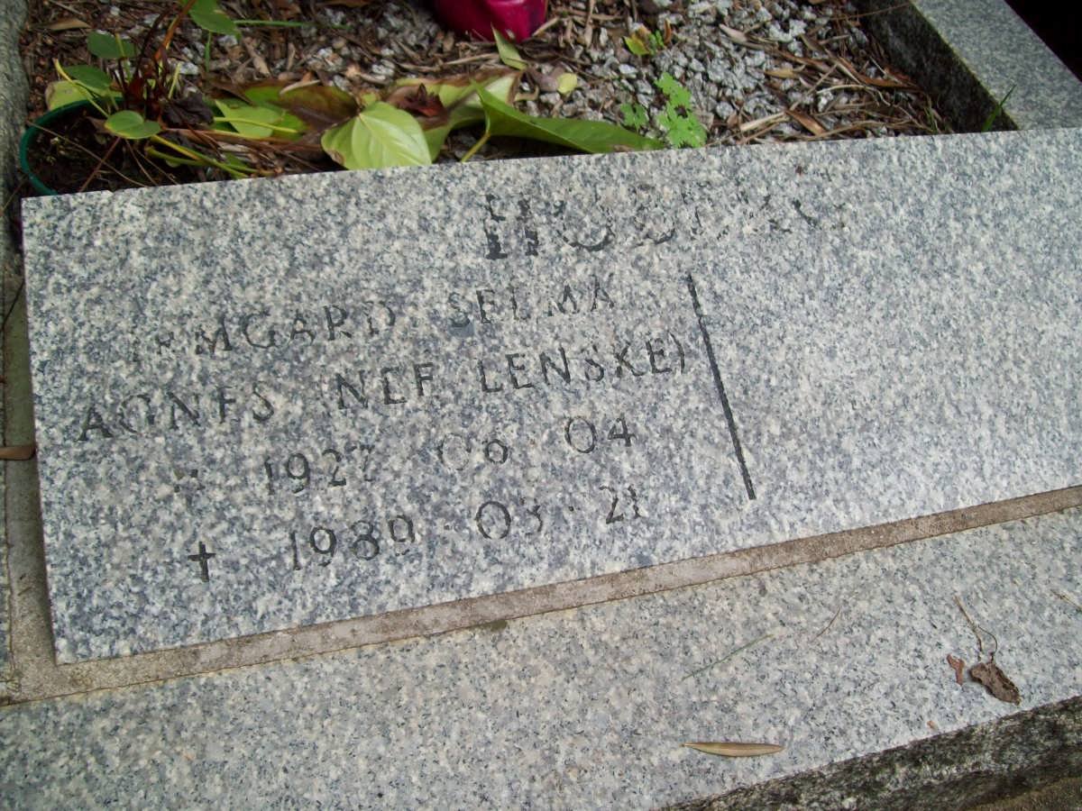 HOBERG  ?..mgard Selma Agnes nee LENSKE 1927-1989