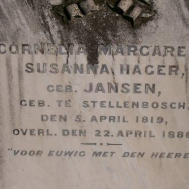 HAGER Cornelia Margareta Susanna nee JANSEN 1819-1886