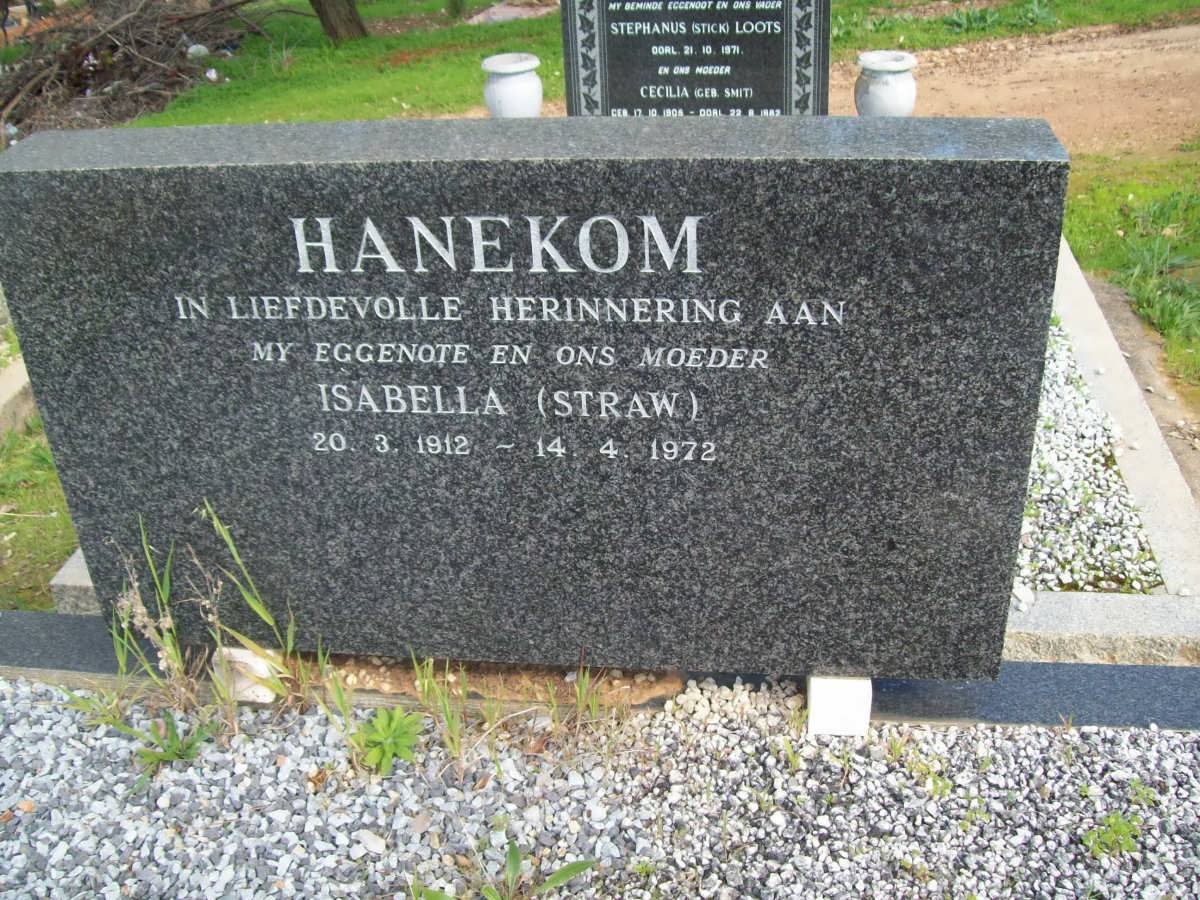 HANEKOM Isabela nee STRAW 1912-1972
