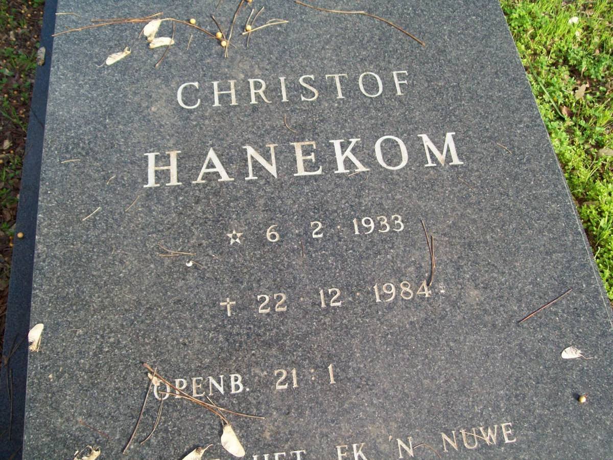 HANEKOM Christof 1933-1984