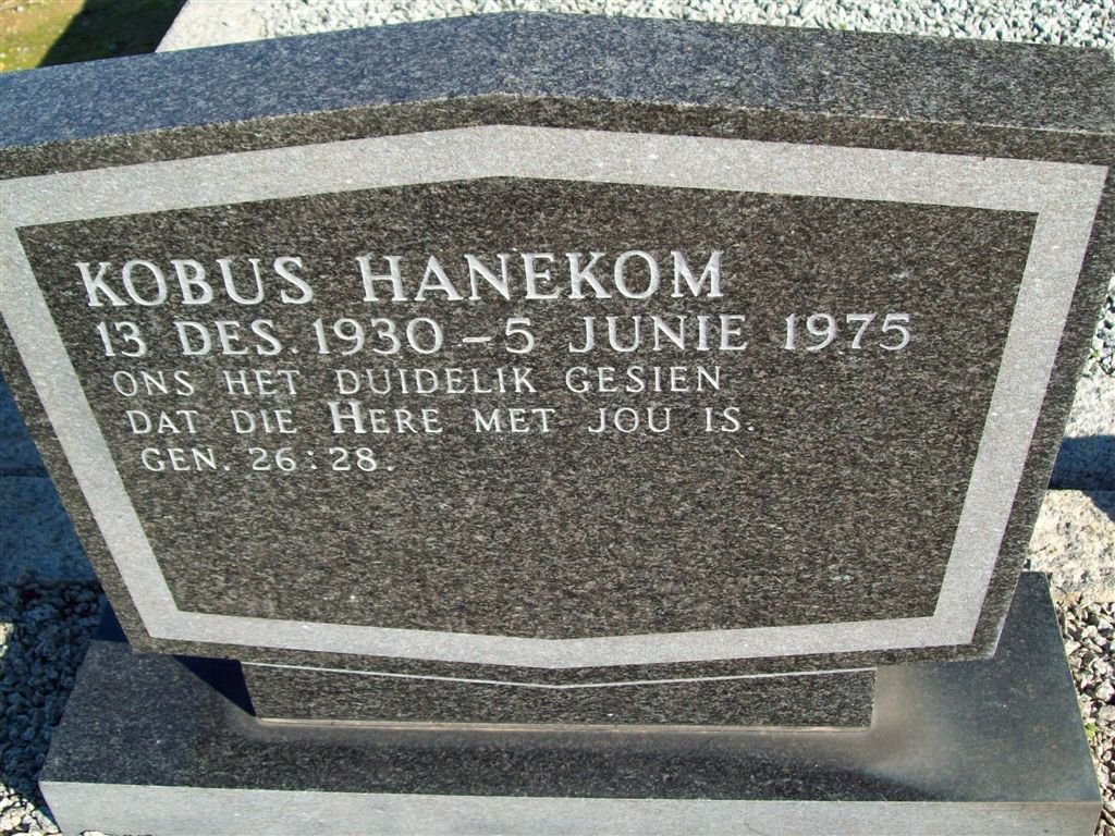 HANEKOM Kobus 1930-1975
