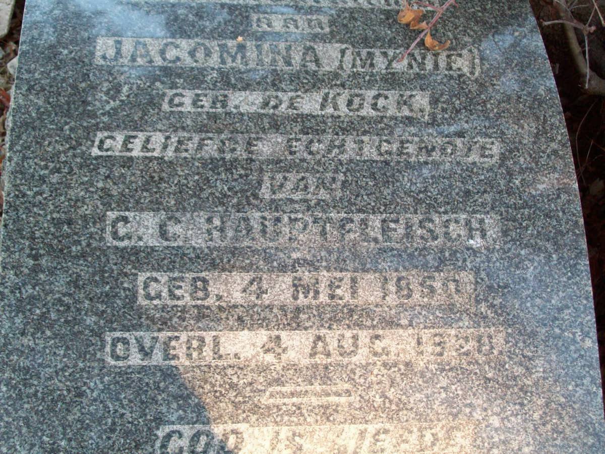 HAUPTFLEISCH Jacomina nee DE KOCK  1850-1928
