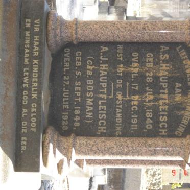 HAUPTFLEISCH A.S. 1840-1911 &amp; A.J. BOSMAN 1848-1928
