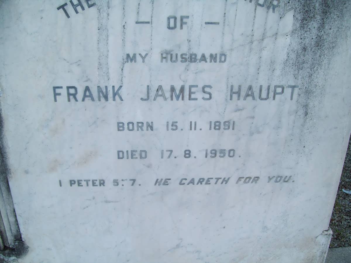 HAUPT Frank James 1891-1950