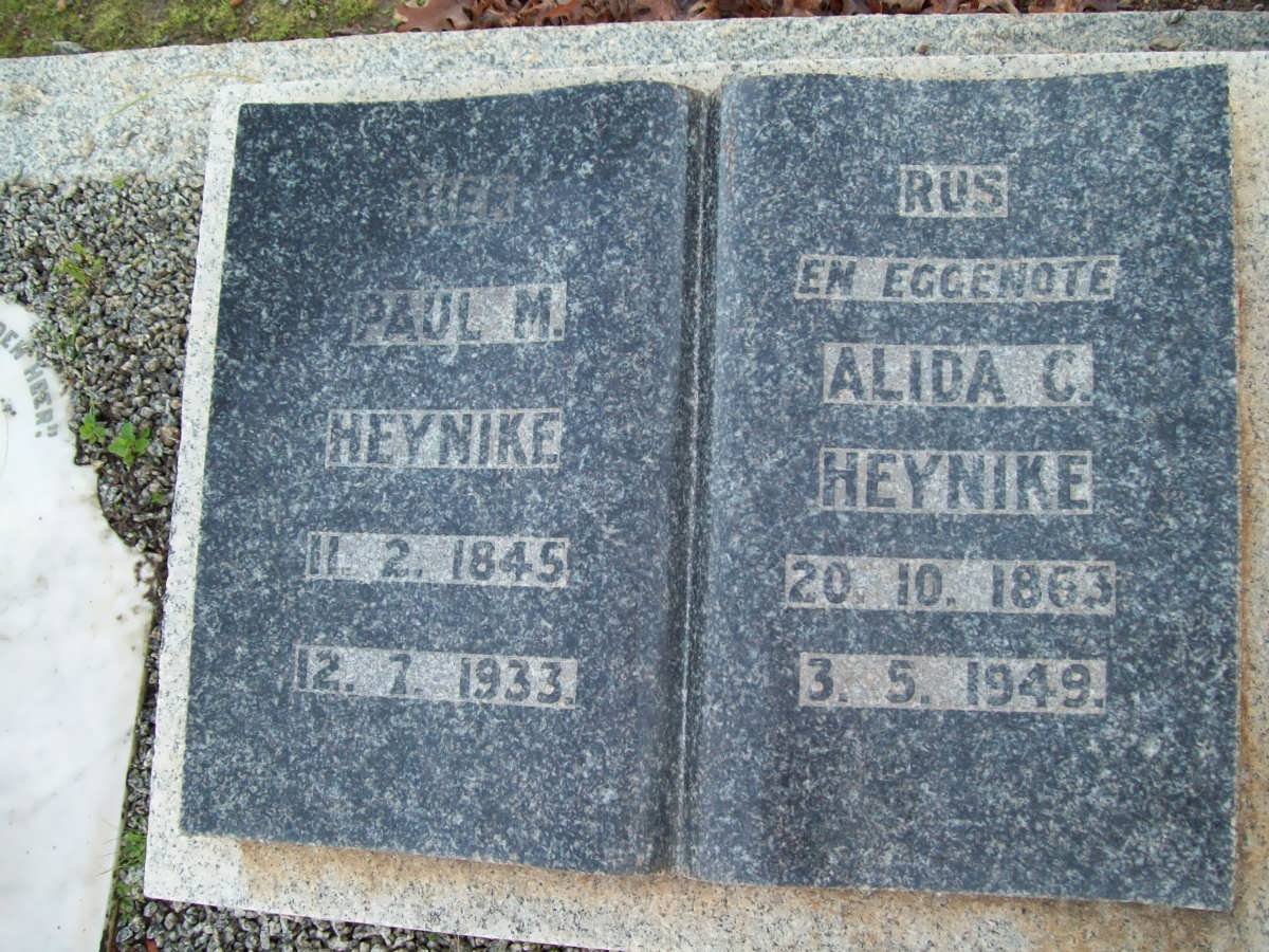 HEYNIKE Paul M. 1845-1933 &amp; Alida C. 1863-1949
