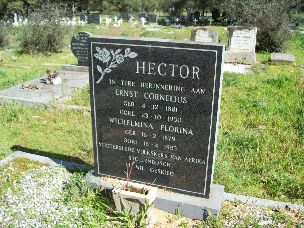 HECTOR Ernst Cornelius 1881-1950 &amp; Wilhelmina Florina 1879-1953