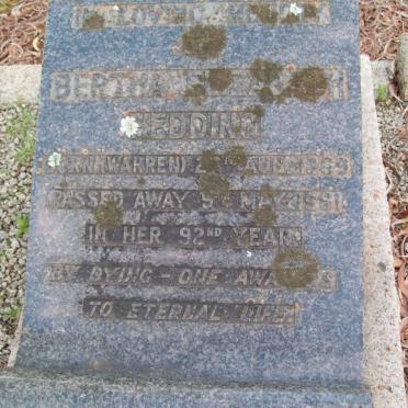 HEDDING Bertha Elizabeth nee WARREN 1869-1961