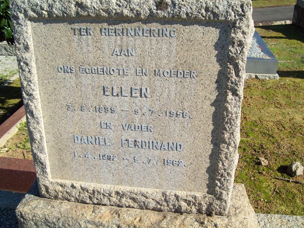 IMMELMAN Daniel Ferdinand 1882-1962 &amp; Ellen 1889-1956