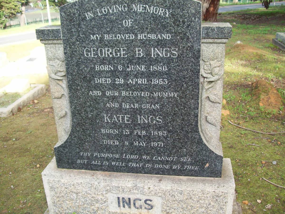 INGS George B. 1880-1953 &amp; Kate 1893-1971