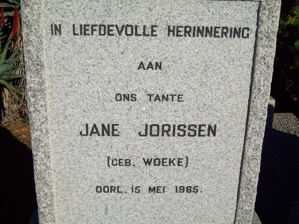 JORISSEN Jane nee WOEKE -1965