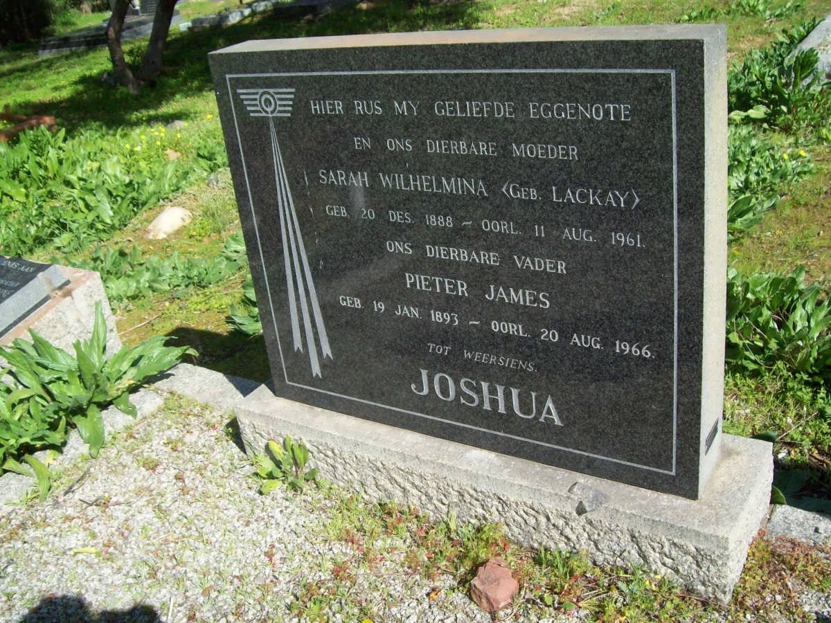JOSHUA Pieter James 1893-1966 &amp; Sarah Wilhelmina LACKAY 1888-1961