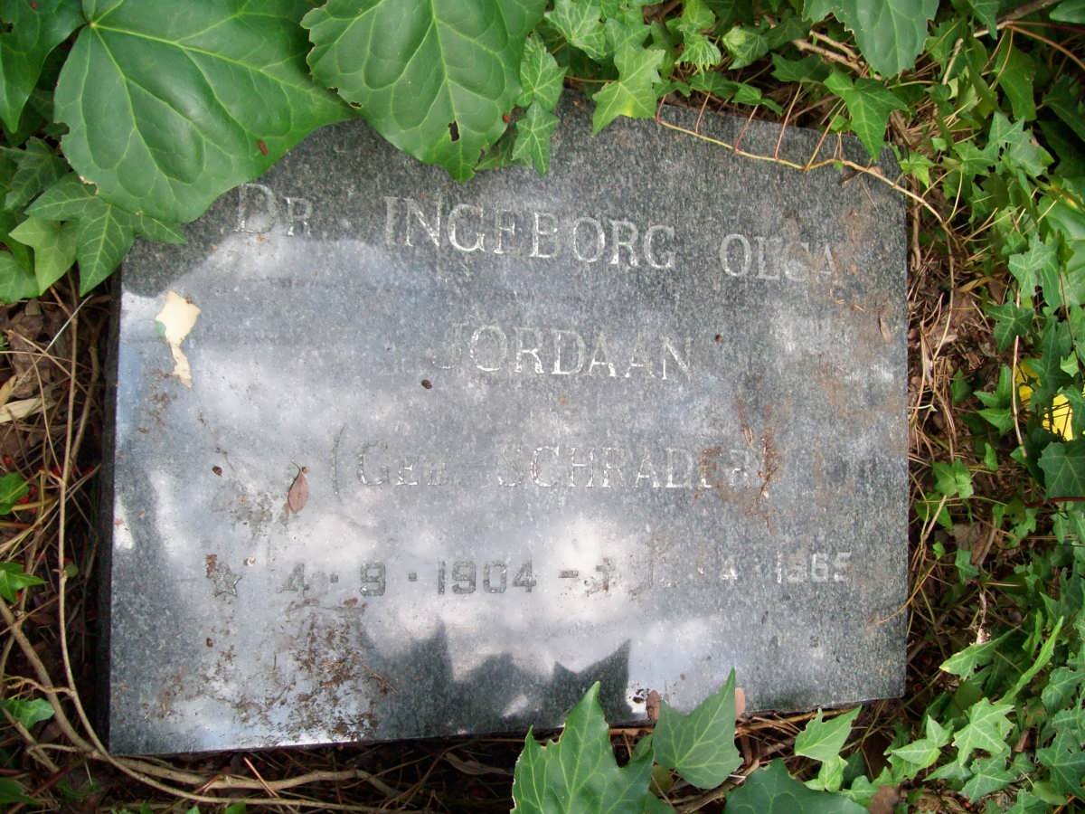 JORDAAN Ingeborg Olga nee SCHRADER 1904-1965