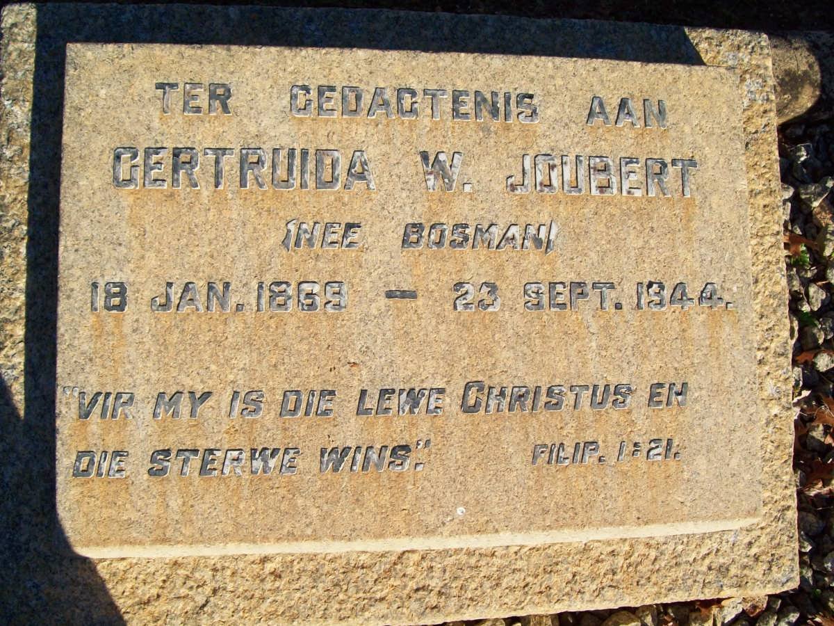 JOUBERT Gertruida W. nee BOSMAN  1869-1944