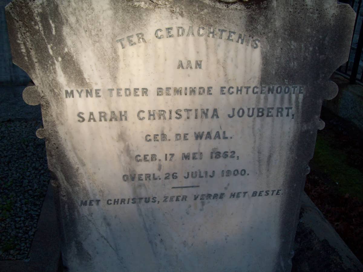 JOUBERT Sarah Christina nee DE WAAL 1862-1900
