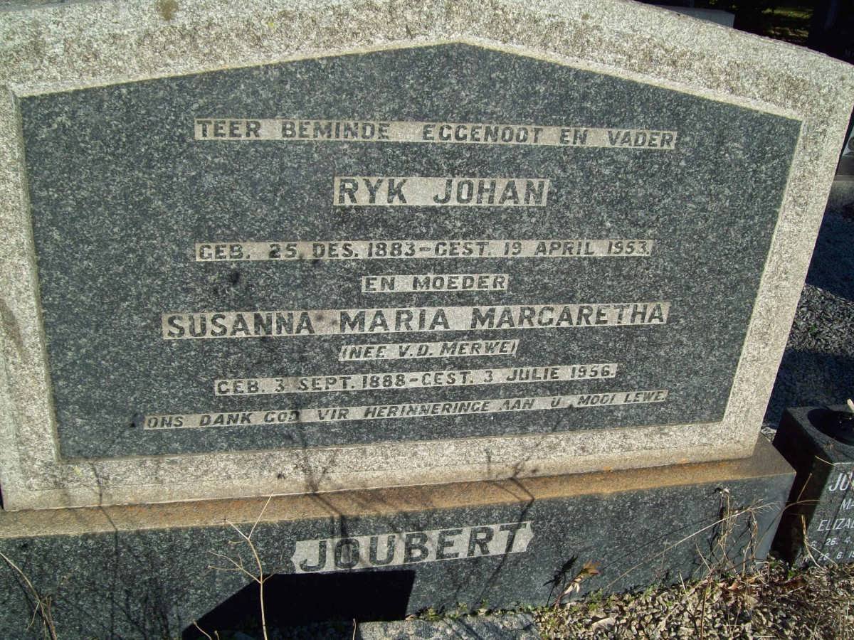 JOUBERT Ryk Johan 1883-1953 &amp; Susanna Maria Margaretha V.D. MERWE 1888-1956