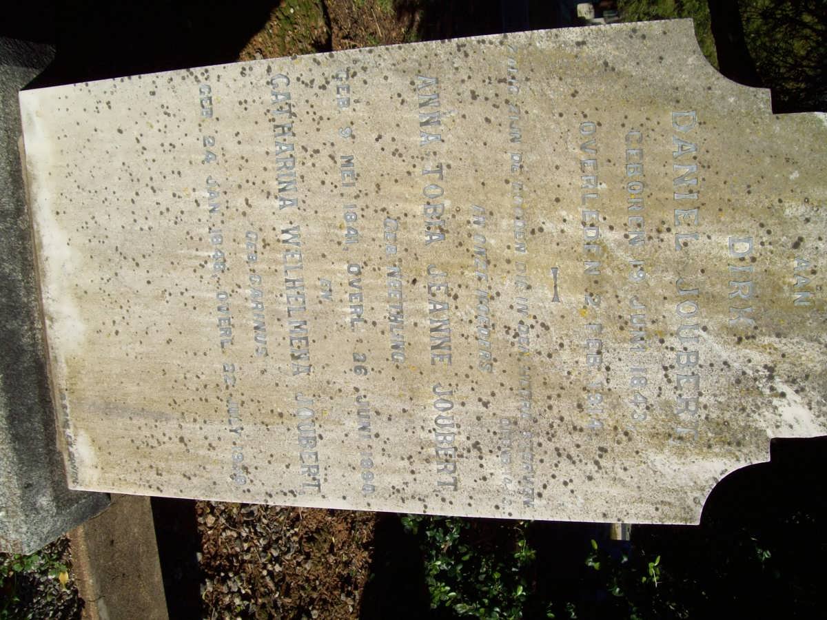 JOUBERT Dirk Daniel 1843-1914 &amp; Anna Tobia Jeanne NEETHLING 1841-1890 &amp; Catharina Welhelmina CARINUS 1848-1938