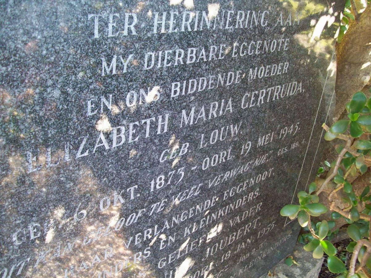 JOUBERT Dirk Daniel 1874-1955 &amp; Elizabeth Maria Gertruida LOUW 1873-1945
