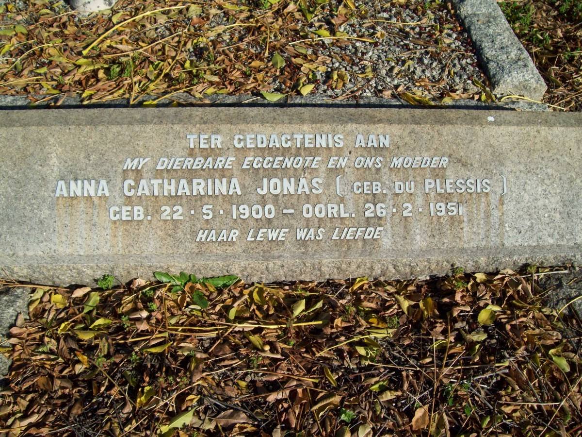 JONAS Anna Catharina nee DU PLESSIS 1900-1951