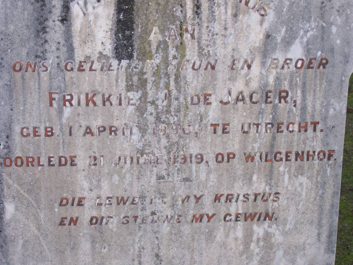 JAGER Frikkie J., de 1896-1919