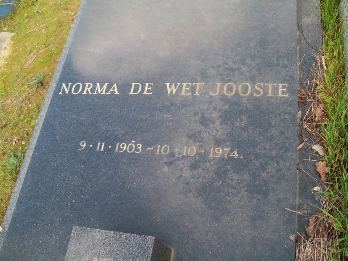 JOOSTE Norma de Wet 1903-1974