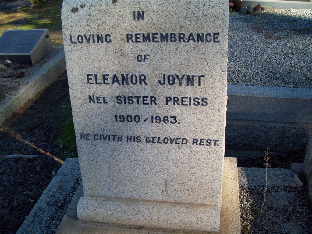 JOYNT Eleanor nee PREISS 1900-1963