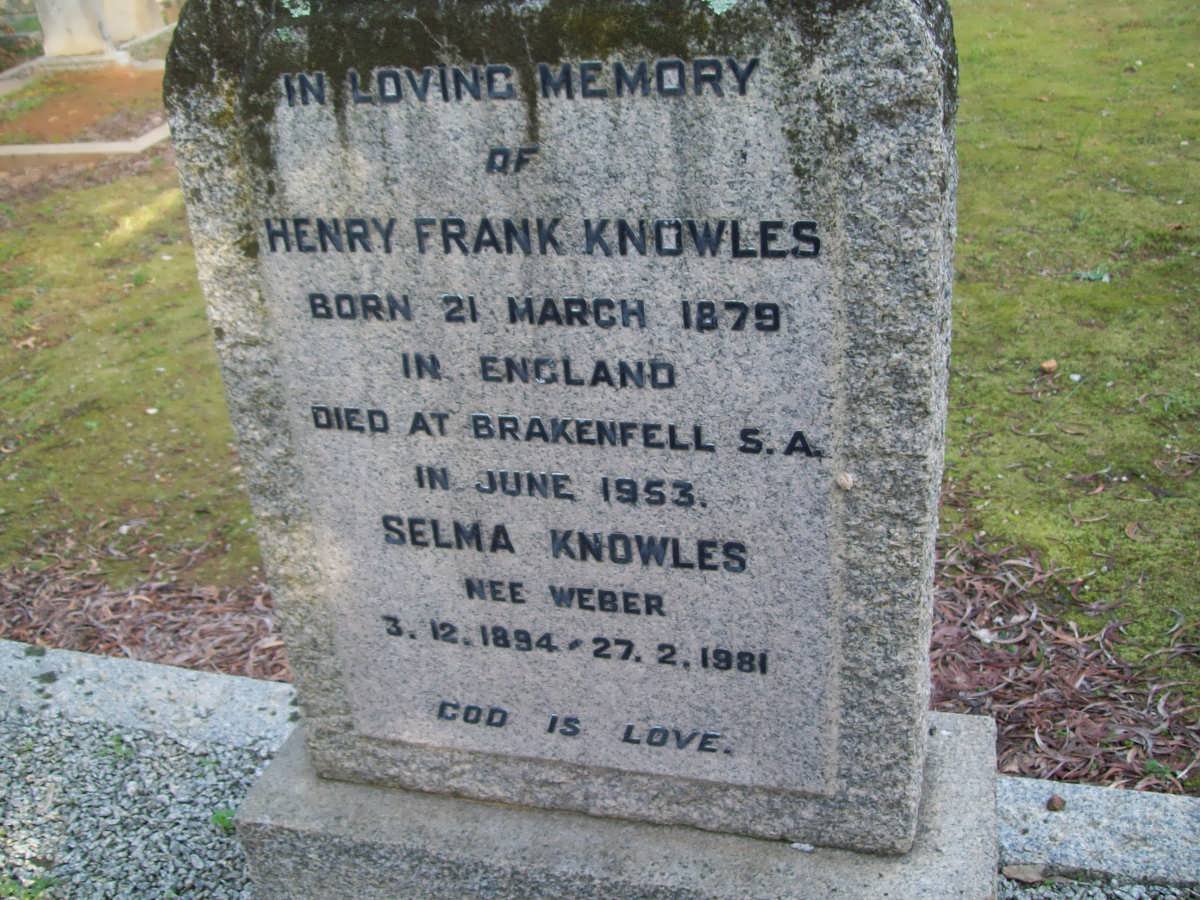 KNOWLES Henry Frank 1879-1953 &amp; Selma WEBER 1894-1981