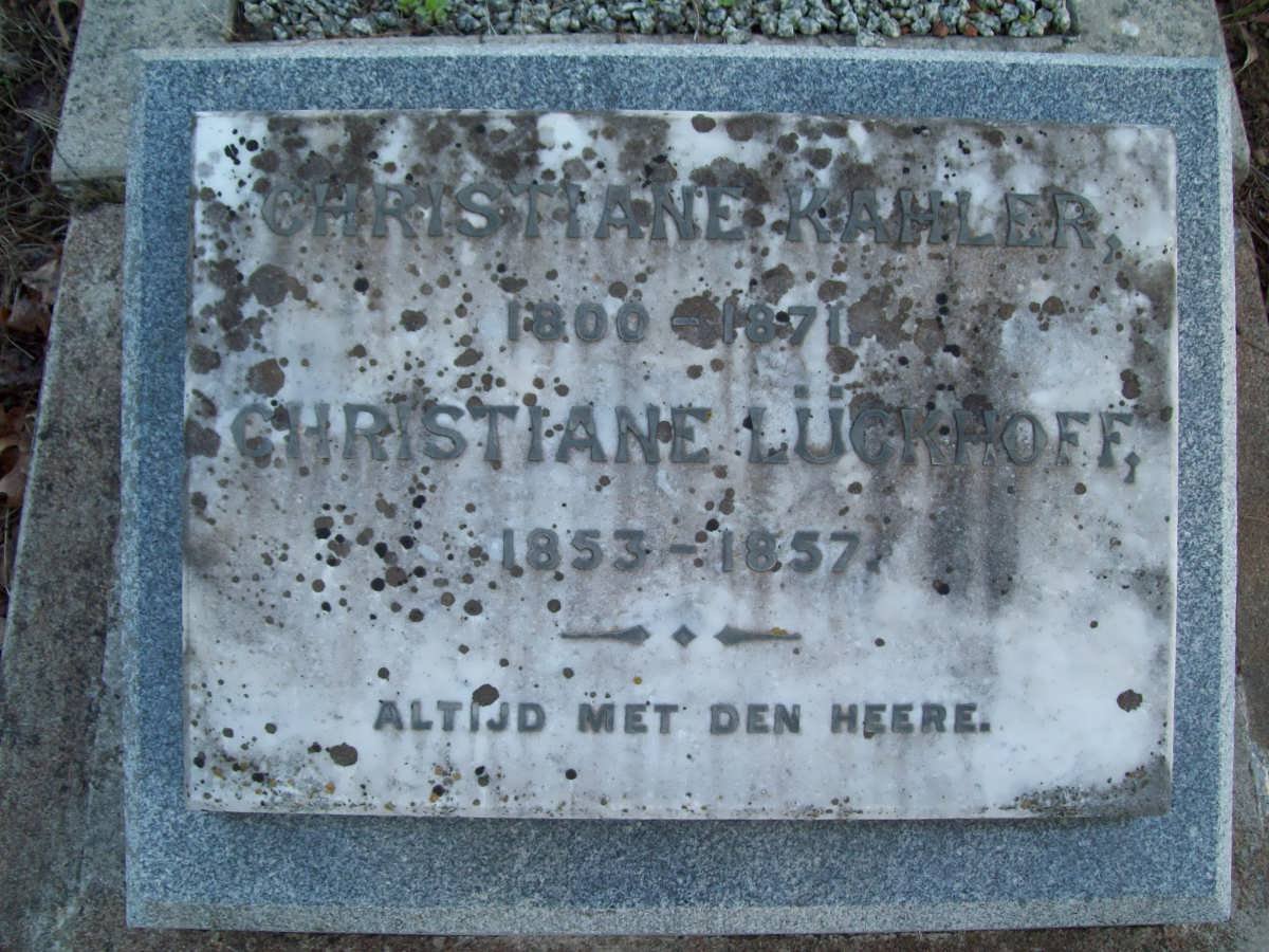 KAHLER Christiane 1800-1871 :: LUCKHOFF Christiane 1853-1857