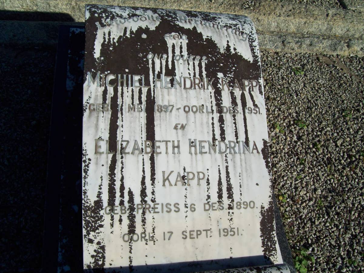 KAPP Michiel Hendrik 1897-1951 &amp; Elizabeth Hendrina PREISS 1890-1951