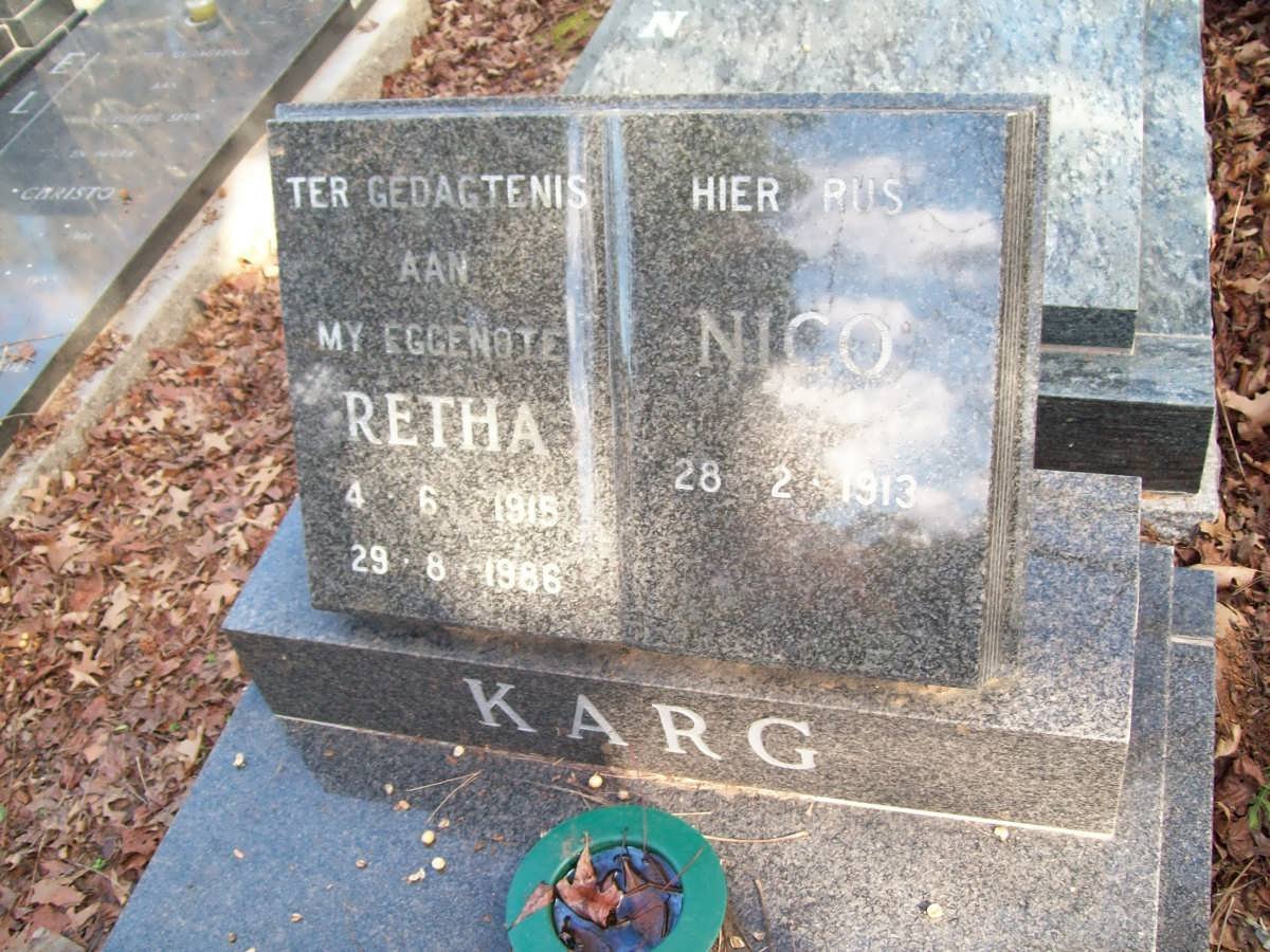 KARG Nico 1913- &amp; Retha 1918-1986